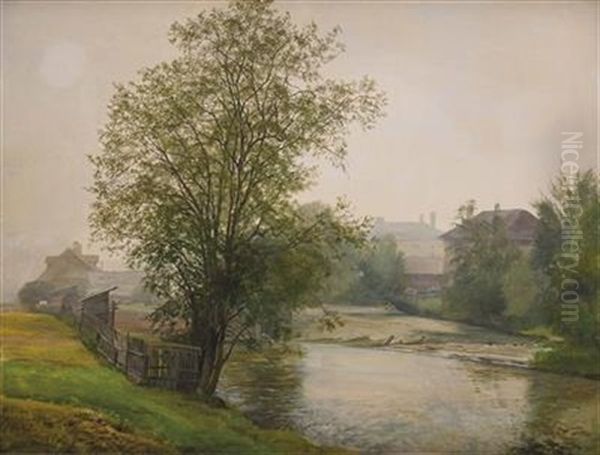 Morgennebel Am Fluss - view 1