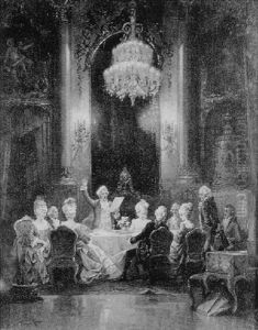 An Eighteenth Century Interior With Figures