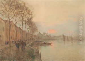 Coucher De Soleil Sur Un Canal En Hollande Anime De by Lucien Frank