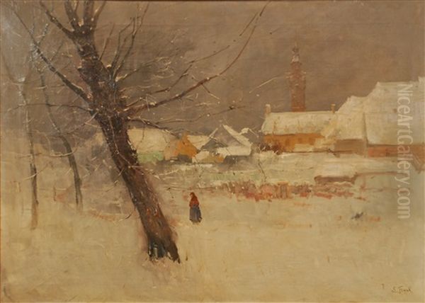 Vue De Village Sous La Neige - view 1