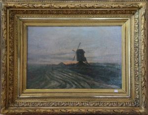 Paysage De Campagne Avec Moulin by Lucien Frank
