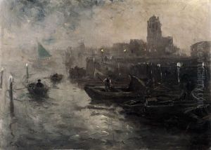 Gezicht Bij Nacht Te Dordrecht by Lucien Frank