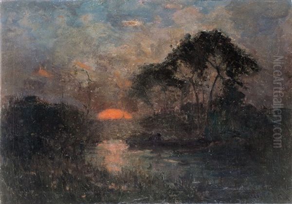 Visser Bij Zonsondergang - view 1