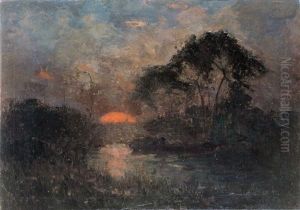 Visser Bij Zonsondergang Visser Bij Zonsondergang