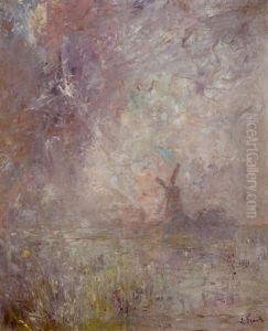 Coucher De Soleil Sur Le Moulin by Lucien Frank