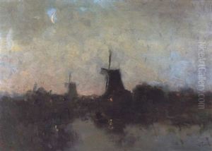 Avond In De Omgeving Van Dordrecht by Lucien Frank