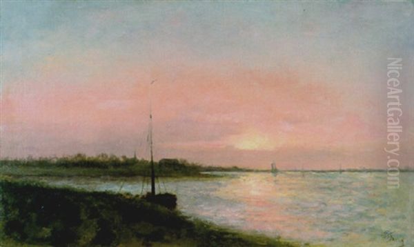 Riviergezicht Bij Zonsondergang - view 1