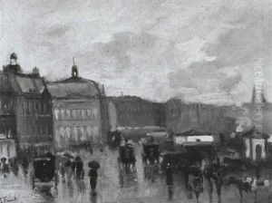 Belebte Strassenszene by Lucien Frank