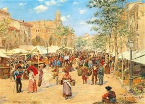 Colourful Spanish Market Scene