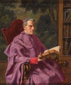 Portrait Eines Bischofs In Seiner Bibliothek by Albert Joseph Franke