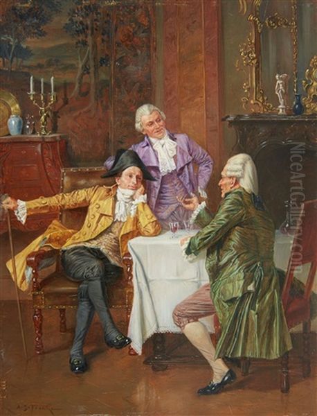 A Rococo Interior With Gentlemen Debating - view 1