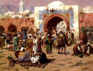The Market By The City Gate by Albert Joseph Franke