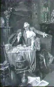 Graphiksammler In Rokokogewandung Am Tisch Beim Betrachten  Ihrer Schatze by Albert Joseph Franke