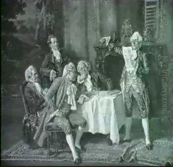 Frohliche Herrenrunde Der Rokokozeit Im Salon - view 1