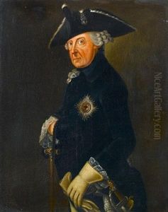 Portrait Of Frederick Ii Of Prussia, Three-quarter-length, In Military Uniform With A Tricorn Hat And The Badge Of The Prussian Order Of The Black Eagle