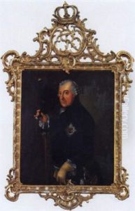 Friedrich Ii. Kniestuck Mit Dreispitz Und Umhangendem Stock In Der Rechten Hand