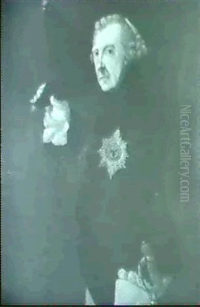 Huftbild Friedrich Des Grossen Von Preussen Mit Gepuderter  Perucke In Dreiviertelprofil - view 1