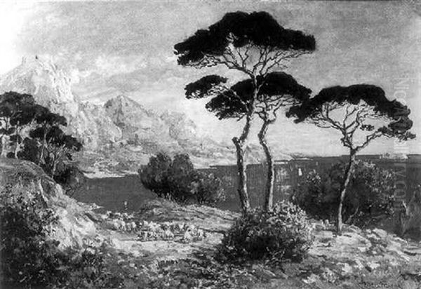 Kuste Von Sorrent Mit Vieh Und Hirte - view 1