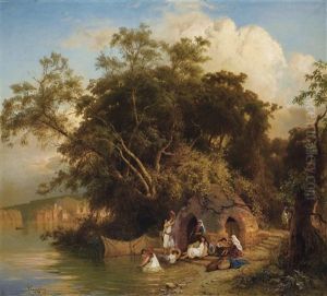 Femmes Orientales Se Baignant by Paul Von Franken