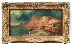 Kaukasische Kustenlandschaft Am Fuse Einer Bergkette by Paul Von Franken