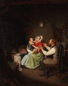 A Young Couple And Their Children by Theodor Franken