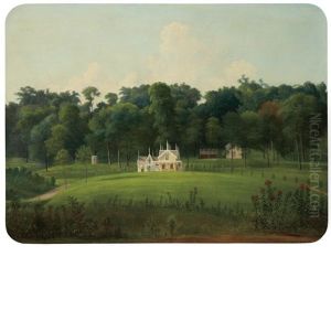 Gothic House In Summer Landscape by Godfrey N. Frankestein