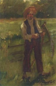A Farmer Sharpening His Scythe