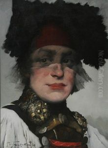 Brustbild Eines Madchens In Dachauer Tracht