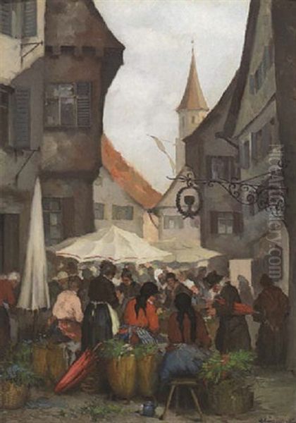 Markttreiben In Einer Alten Stadt (im Dachauer Land?) - view 1