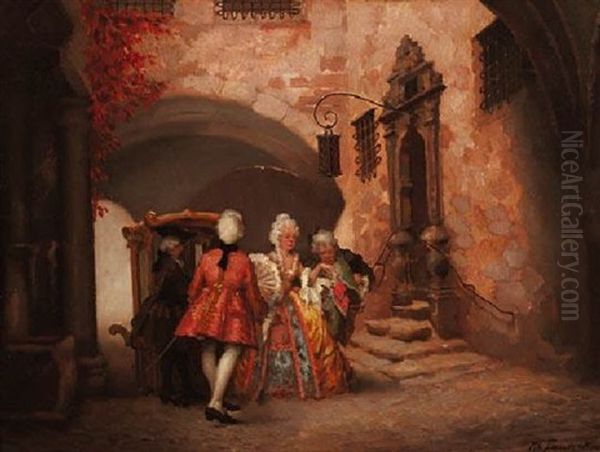 Galante Szene Vor Dem Rathaustor In Rothenburg Ob Der Tauber - view 1