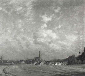 Blick Uber Die Abgeernteten Felder Auf Nordlingen by Franz Xaver Frankl