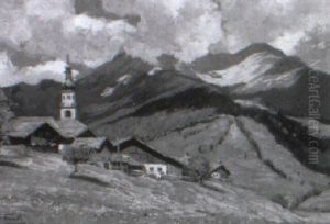 Sommerliche Hochgebirgslandschaft Mit Dorf