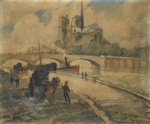 Sur Les Quais Devant Notre Dame by  Frank-Will