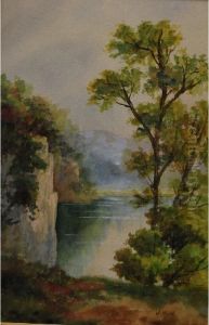 Landscape With Trees And Lake by James Muir Auld