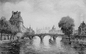 Paris, Le Pont Royal, La Seine Au Louvre by  Frank-Will