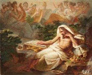 Ossian Composant Ses Poemes Au Bord De La Riviere Lora by Jean Augustin Franquelin