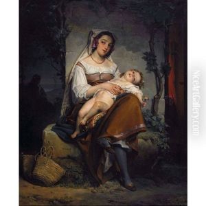 Junge Italienerin Mit Kind by Jean Augustin Franquelin