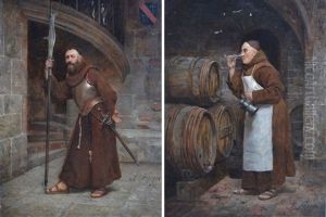 Moine En Armure, Et Moine Buveur (pair) by Jose Frappa