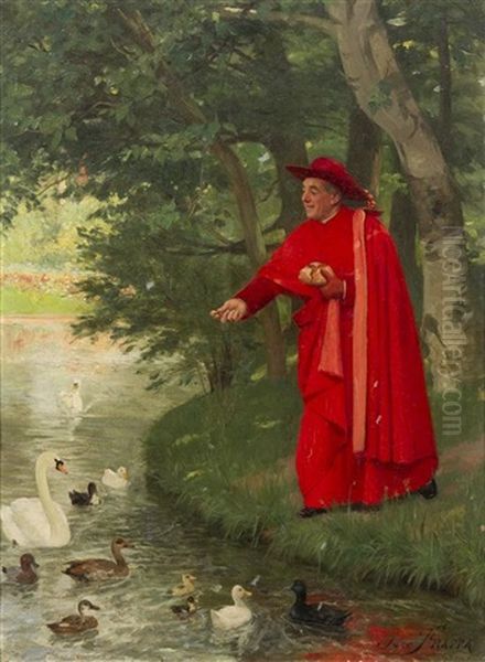 Cardinal Feeding Ducks - view 1