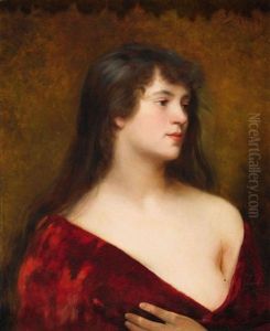 Portrat Einer Jungen Frau Im Roten Kleid by Jose Frappa
