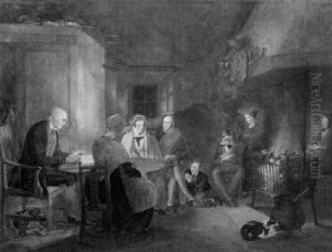 Interior With Family Seated Around A Hearth by Alexander Fraser the Elder