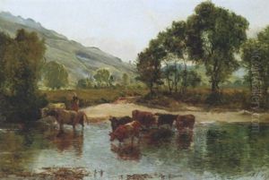 Cattle At A Ford by Alexander Fraser the Younger