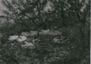 Drakes And Ducks Resting By The River by Alexander Fraser the Younger