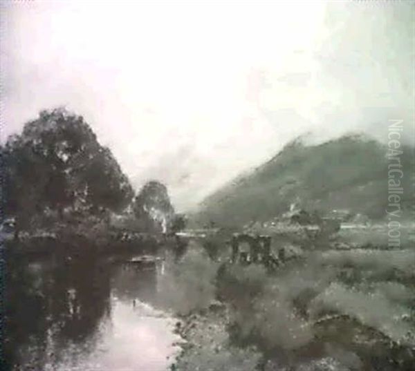 Barges On A Highland River - view 1