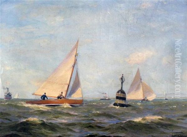 Yachts Rounding A Buoy - view 1