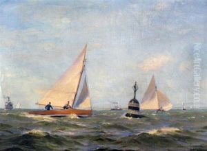 Yachts Rounding A Buoy