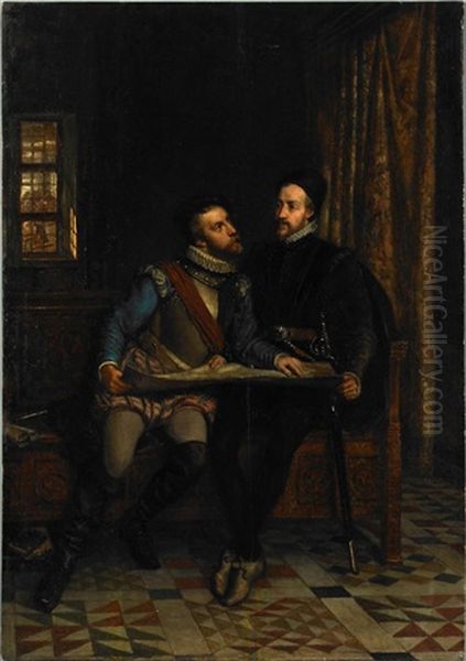 Portrait Of Wilhelm V. Oraunien D. Schweiger Und Moritz U Nassau Sich Berathen - view 1