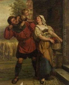 With Mother And Father by Friedrich August Fraustadt