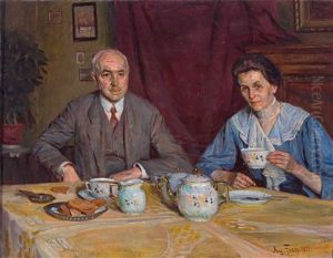 Portrait Des Ludwig Wratzfeld Und Seiner Frau Ida Am Kaffeetisch Portrait Des Ludwig Wratzfeld Und Seiner Frau Ida Am Kaffeetisch