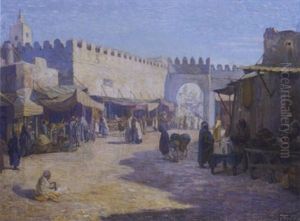 Devant Les Remparts De Kairouan by Frederick Freder
